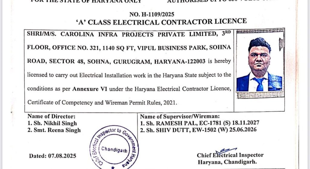 reference of Electrical Contractor License